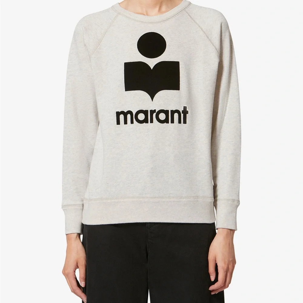 Etoile Isabel Marant Beige MILLYNY SWEATSHIRT with Black Logo - Picture 6 of 13